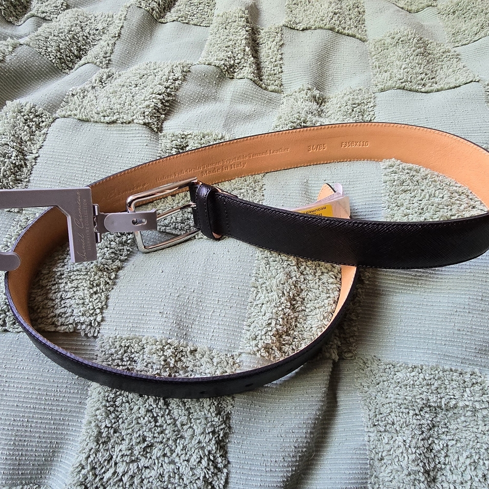 Daniel Cremieux Black Leather Belt with Silver Buckle